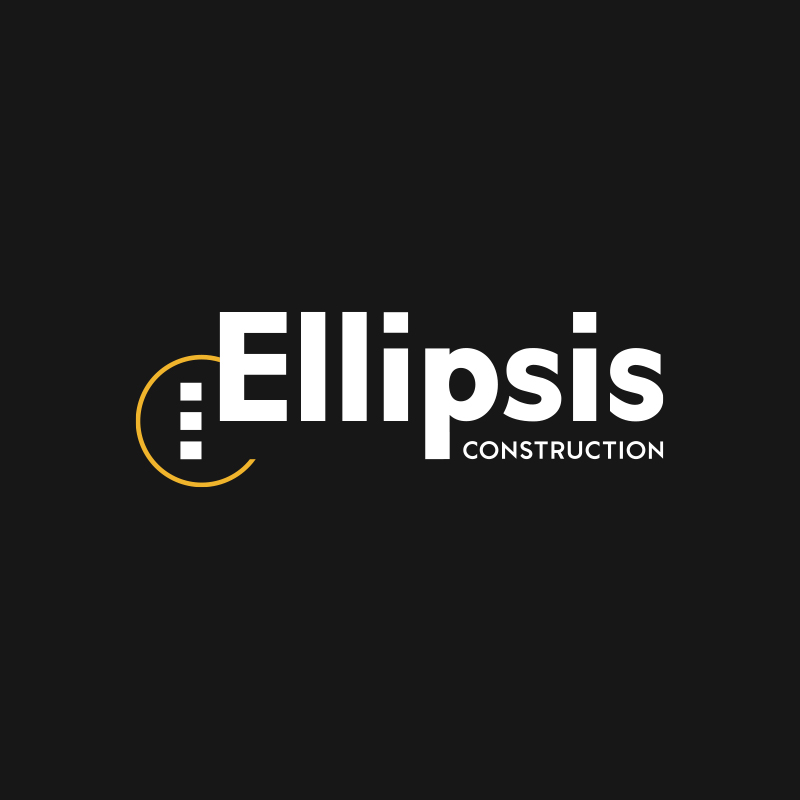 Ellipsis Construction company logo on a black background