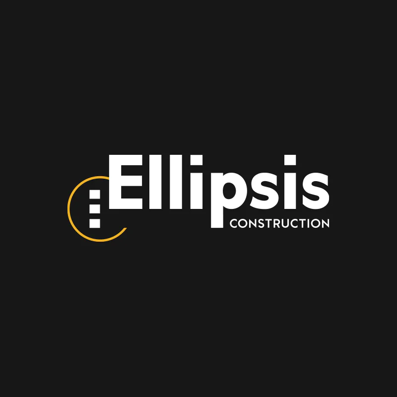 Ellipsis Construction company logo on a black background